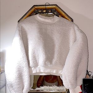Cropped fur sweater